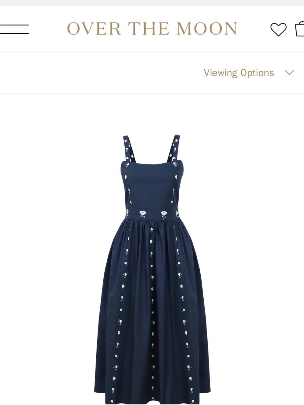 Fanm Mon Hulya Embroidered Navy Midi Dress with White Floral Embroidery - Picture 3 of 8